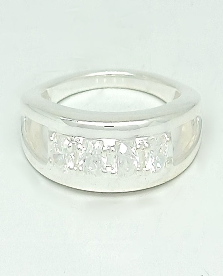 A Band Style Half Eternity Unique Ring for Trendy Girls in 925 Sterling Silver with Beautiful Cubic Zircon Stones