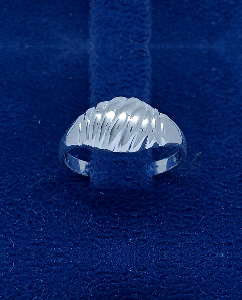 925 Sterling Silver Croissant Dome Ring with Rhodium Finish, Trendy Gift for Her