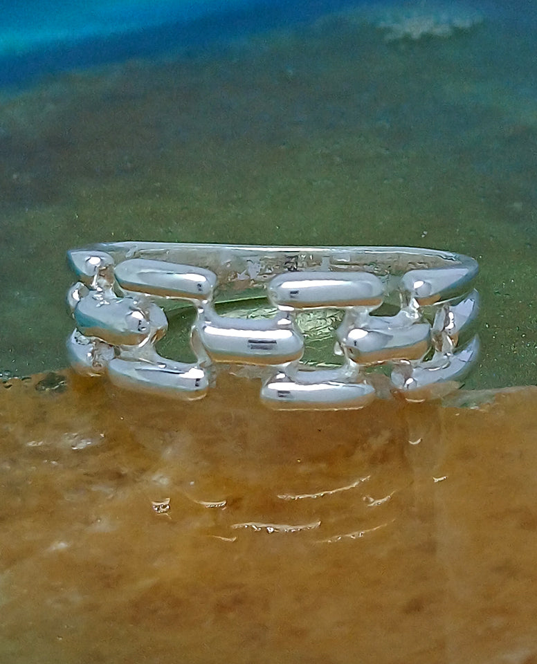 Biker Chain Design Ring in Authentic 925 Sterling For Women, Love Ring for Her