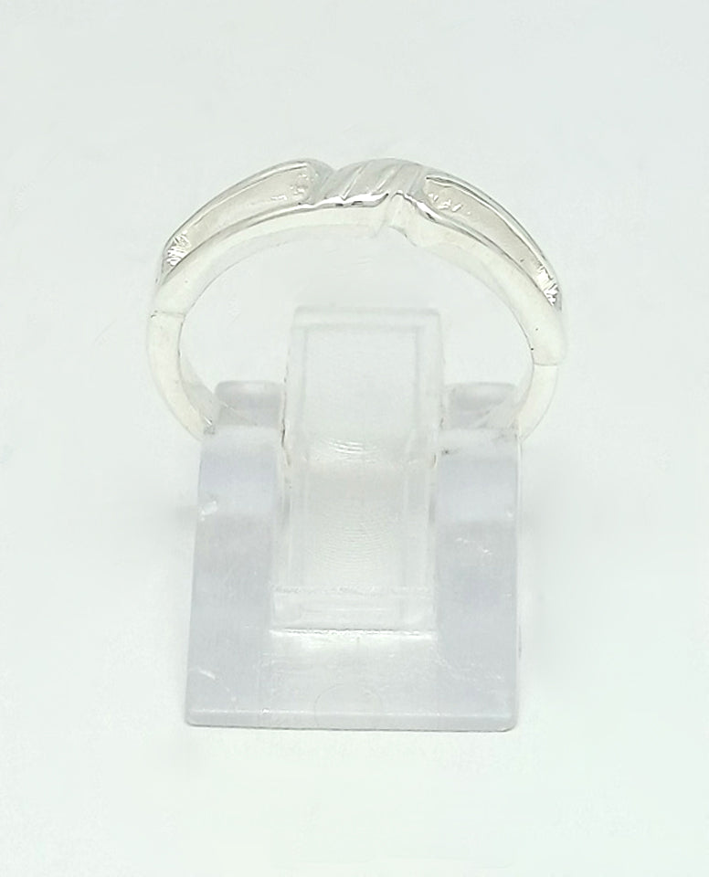 A Simple but Unique Design Ring with 925 Sterling Silver with Rhodium Polish