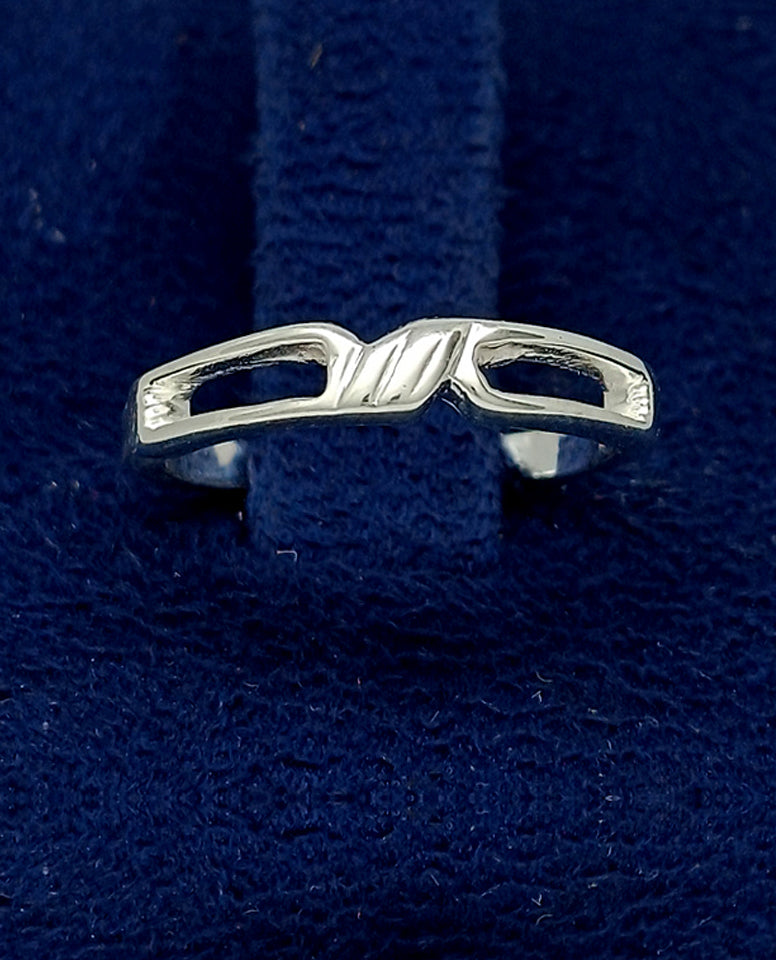 A Simple but Unique Design Ring with 925 Sterling Silver with Rhodium Polish