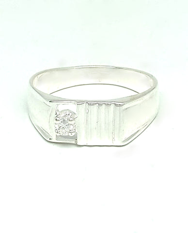 A Single Stone Stylish & Beautiful Band with Single CZ Stone in Authentic 925 Sterling Silver