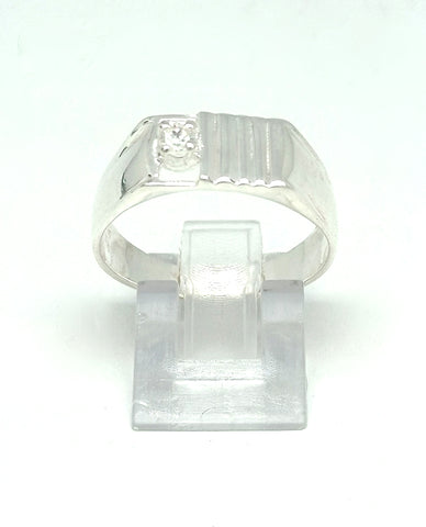 A Single Stone Stylish & Beautiful Band with Single CZ Stone in Authentic 925 Sterling Silver