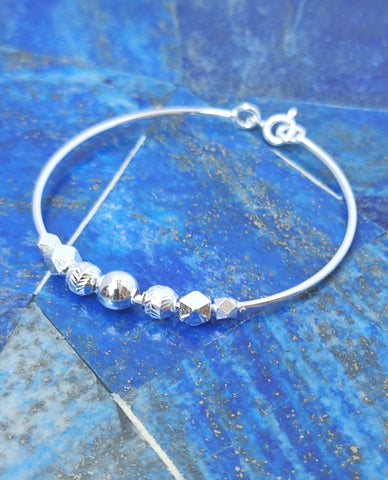 Silver Beads 925 Sterling Silver Bangle Bracelet With For Kids