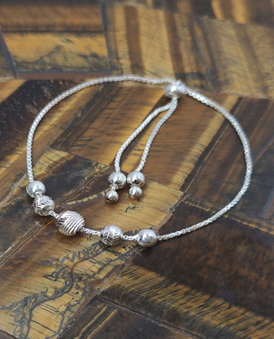 Timeless and Versatile Beads Bracelet made in 925 Sterling Silver with Adjustable Box chain