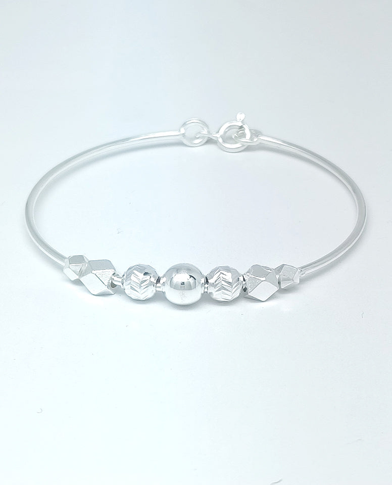 Silver Beads 925 Sterling Silver Bangle Bracelet With For Kids