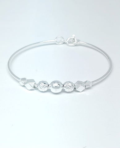 Silver Beads 925 Sterling Silver Bangle Bracelet With For Kids