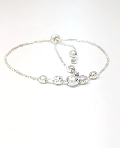 Timeless and Versatile Beads Bracelet made in 925 Sterling Silver with Adjustable Box chain