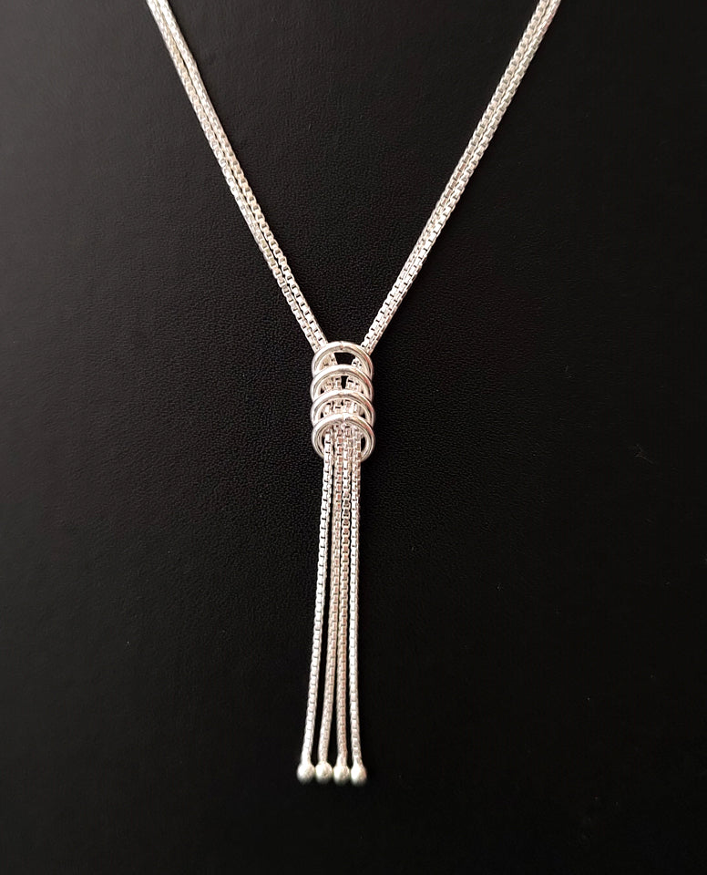 A Charming Box Chain Necklace with Multi-layer Strands