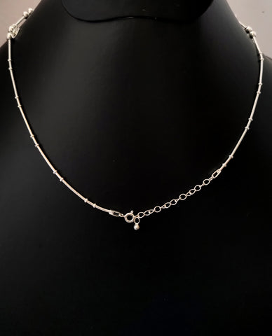 A Cute & Pretty Snake Chain Charm Necklace With Silver Beads