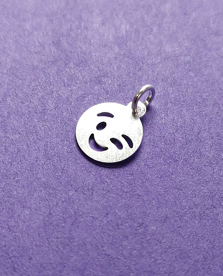 Wink Eye Emoji Face Charm In 925 Sterling Silver